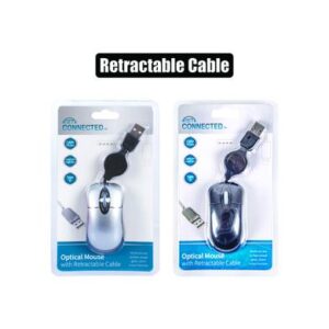 Computer mouse mini w/retractable cable