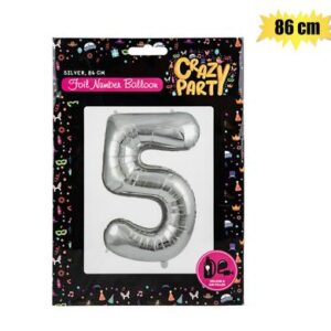 Balloon helium foil silver 5 86cm f-03