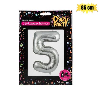 Balloon helium foil silver 5 86cm f-03