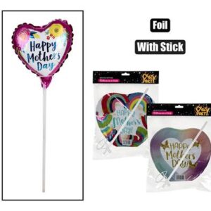 Balloon w/stick air inflate mom asstd