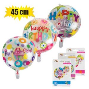 Balloon clear print hbd asstd 45cm f-01