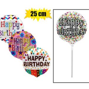 Balloons air fill w/stick happy bday