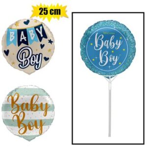 Balloon air fill w/stick baby boy