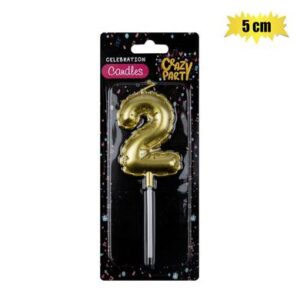 Candle birthday balloon no.2-gld 5cm