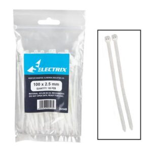 Cable-ties 2.5x100mm white 100's bulk
