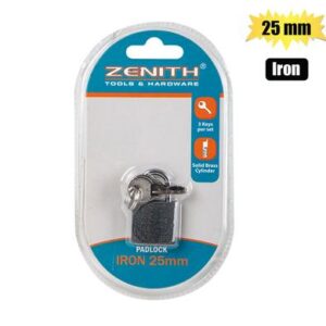 Padlock zenith iron 25mm carded