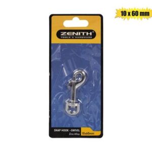 Snap-hook+swivel cp 10x 60mm