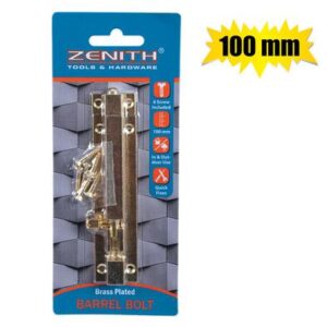Barrel-bolt+screws brass 100mm zenith