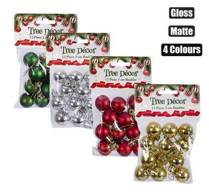 Xmas tree decor balls 12pc 3cm