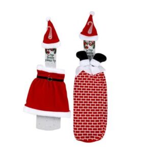 Xmas table decor santa wine bottle 42cm