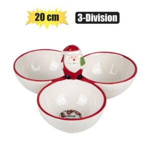 Xmas table decor santa snack bowl 3 div