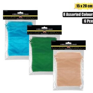 Gift-bag organza lrg 6pce 15x20cm