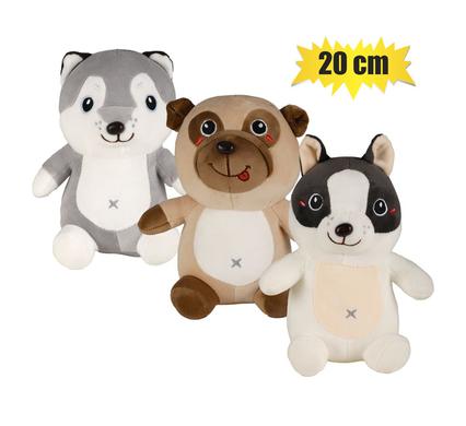 Plush dog smiling asstd 20cm