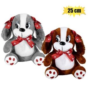 Plush dog w/long ears & ribbons 25cm