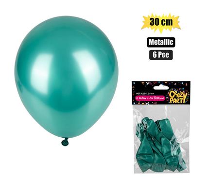 Balloons helium 6pc metallic green f-01