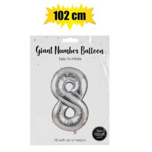 Balloon helium foil silver 8 102cm f-04