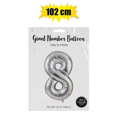 Balloon helium foil silver 8 102cm f-04