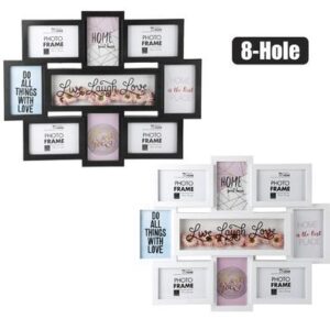 Picture-frame collage pl 8-hole w/words
