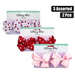 Hair bow polka dot 2pc asstd