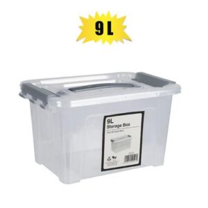 Storage box clear/grey 9l 32.5x22x18cm