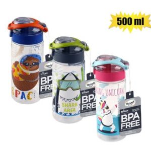 Water bottle 500ml tritan 3-asstd prints