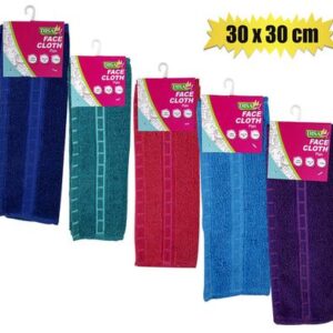 Face cloth 30x30cm plain asstd