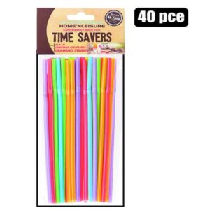 Straws plastic asstd colours 40pc