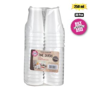 Picnic cups foam 250ml 30pce disposable