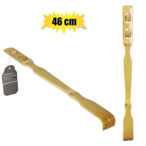 Back scratcher bamboo w/massage wheel